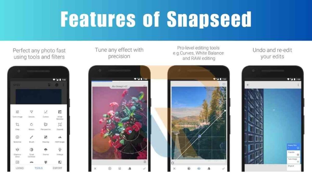Image show features of Snapseed